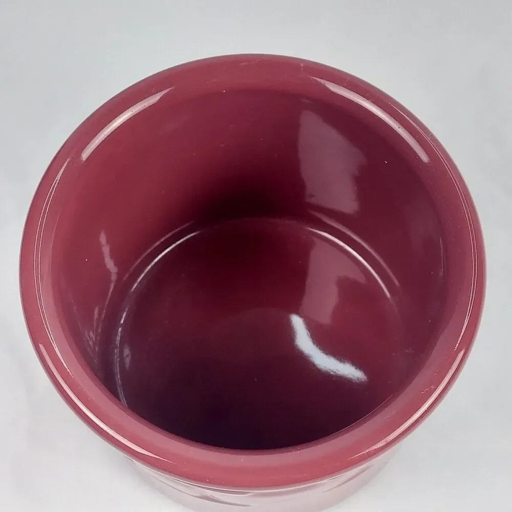 Longaberger Pottery Crock Red Small Utensil Holder Jar USA Vintage